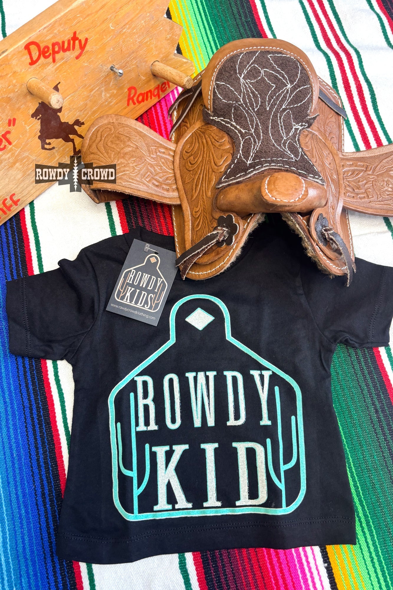 TURQUOISE - Rowdy Kid Tee - The Caffeine Cowboy