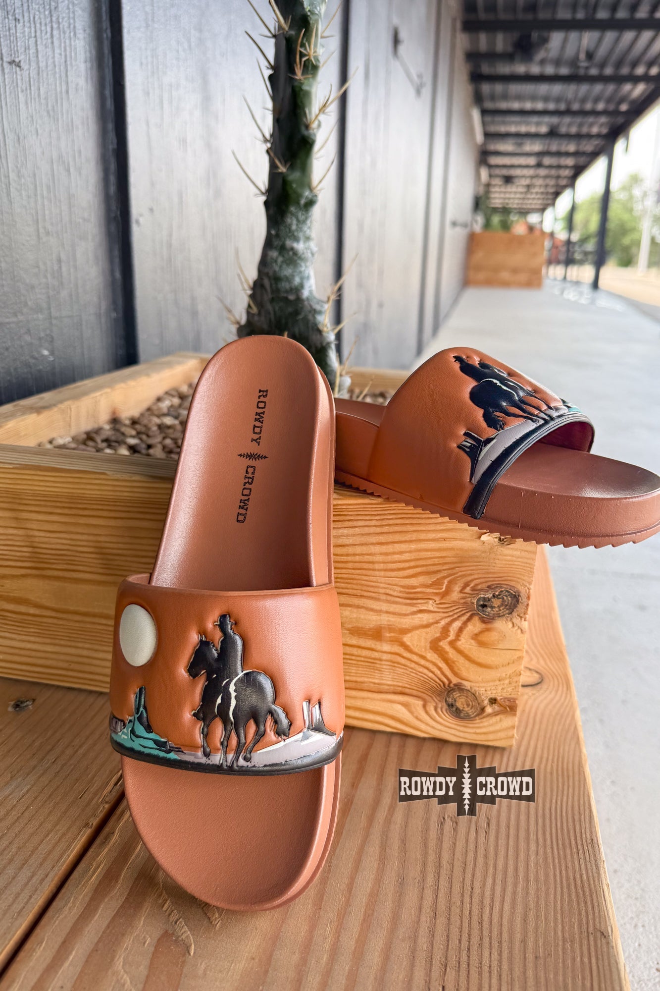 BROWN Saddle Bum Slides - The Caffeine Cowboy