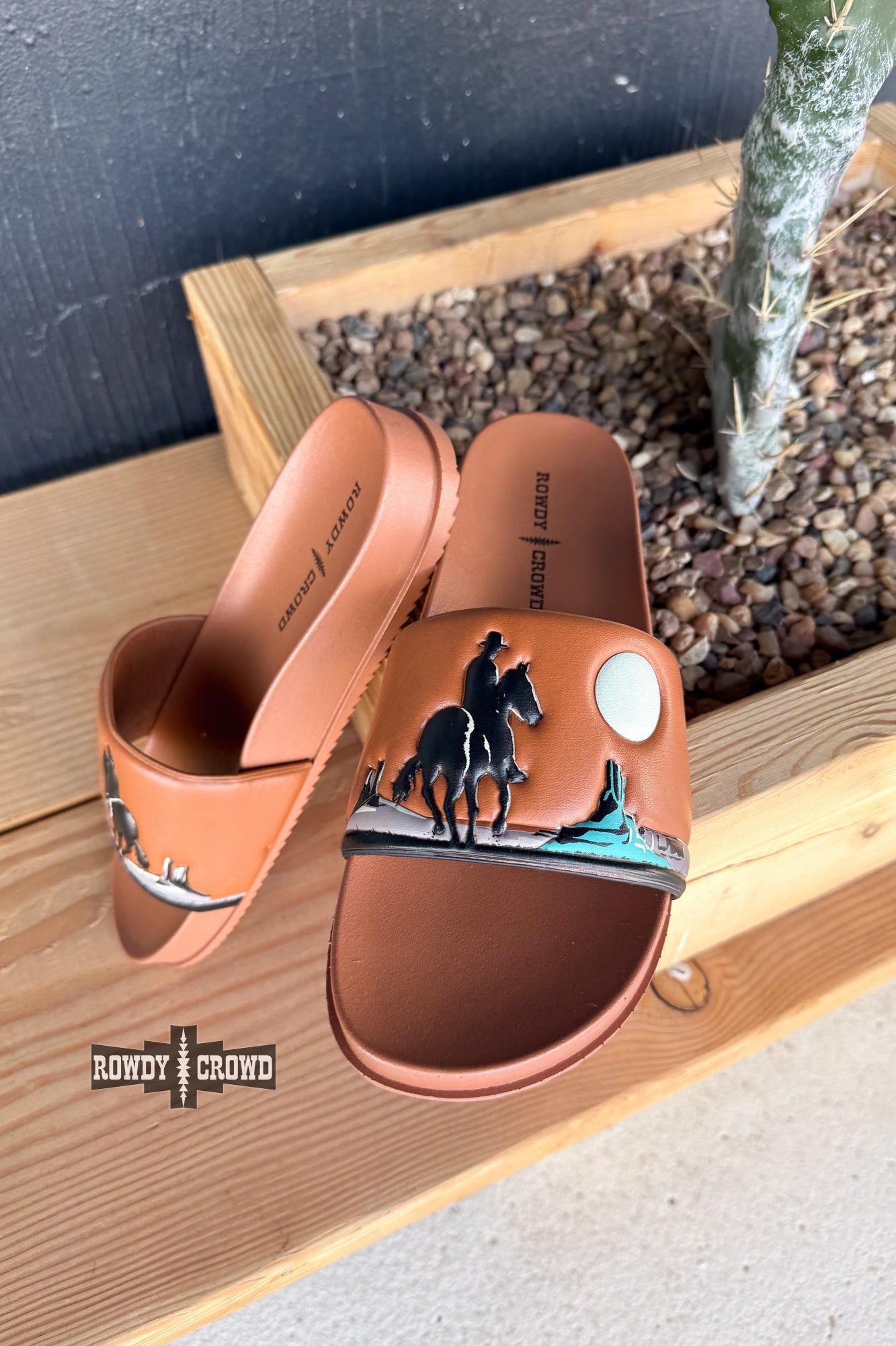 BROWN Saddle Bum Slides - The Caffeine Cowboy