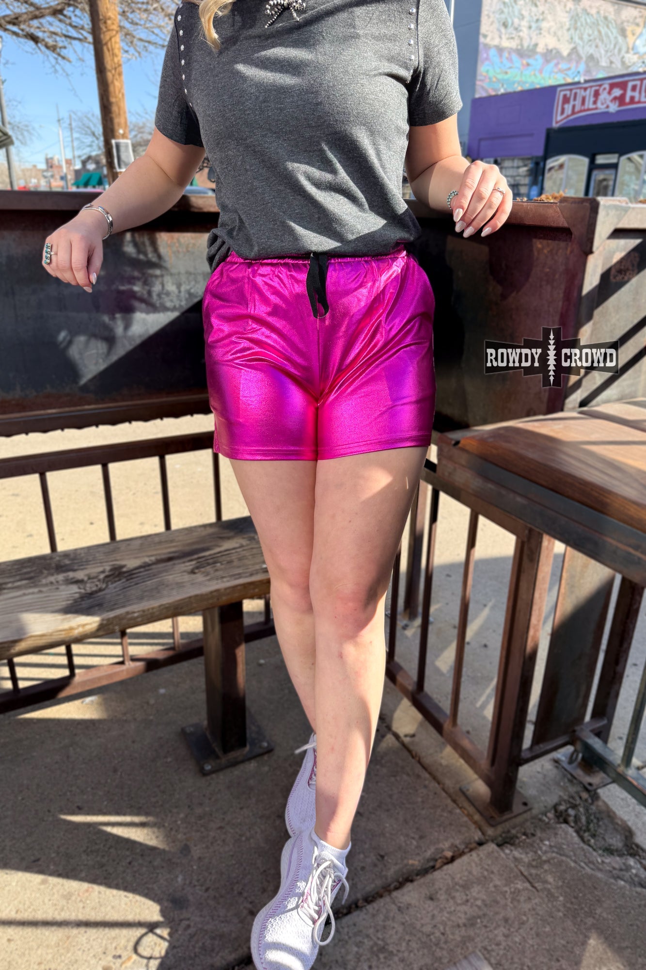 Pink Metallic Shorts - The Caffeine Cowboy