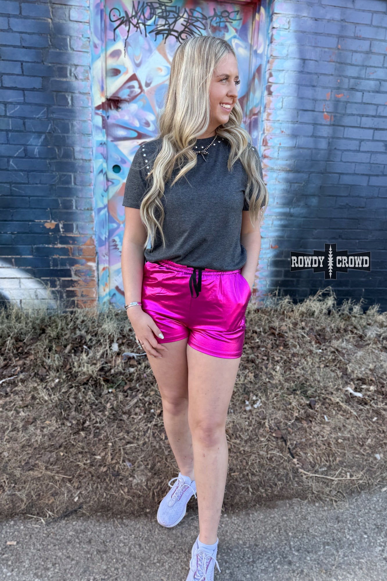 Pink Metallic Shorts - The Caffeine Cowboy
