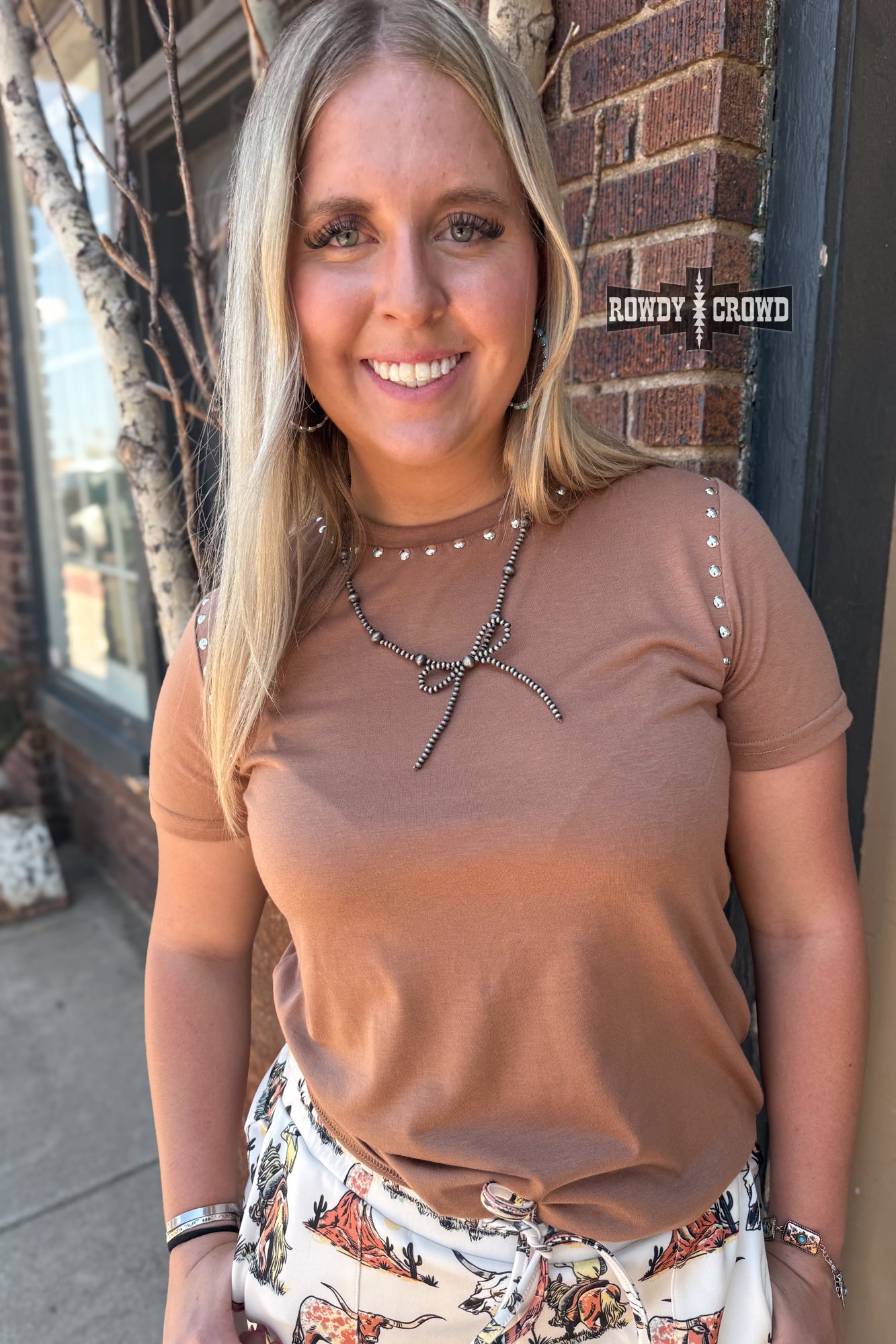 MOCHA - Starry Stud Tee - The Caffeine Cowboy