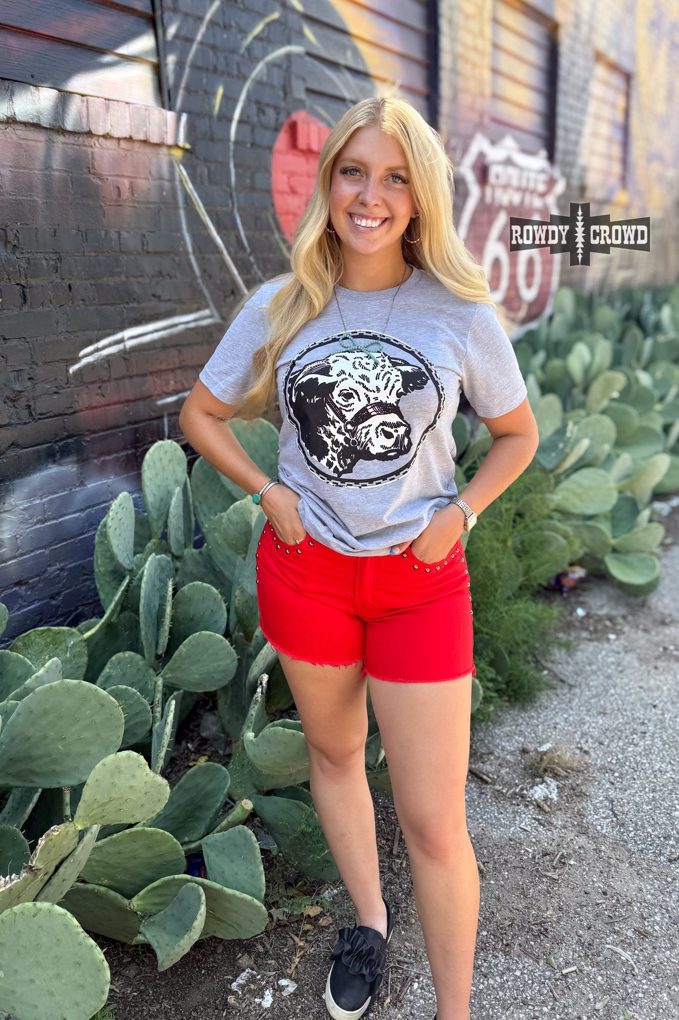 Happy Hereford Tee - GREY - The Caffeine Cowboy
