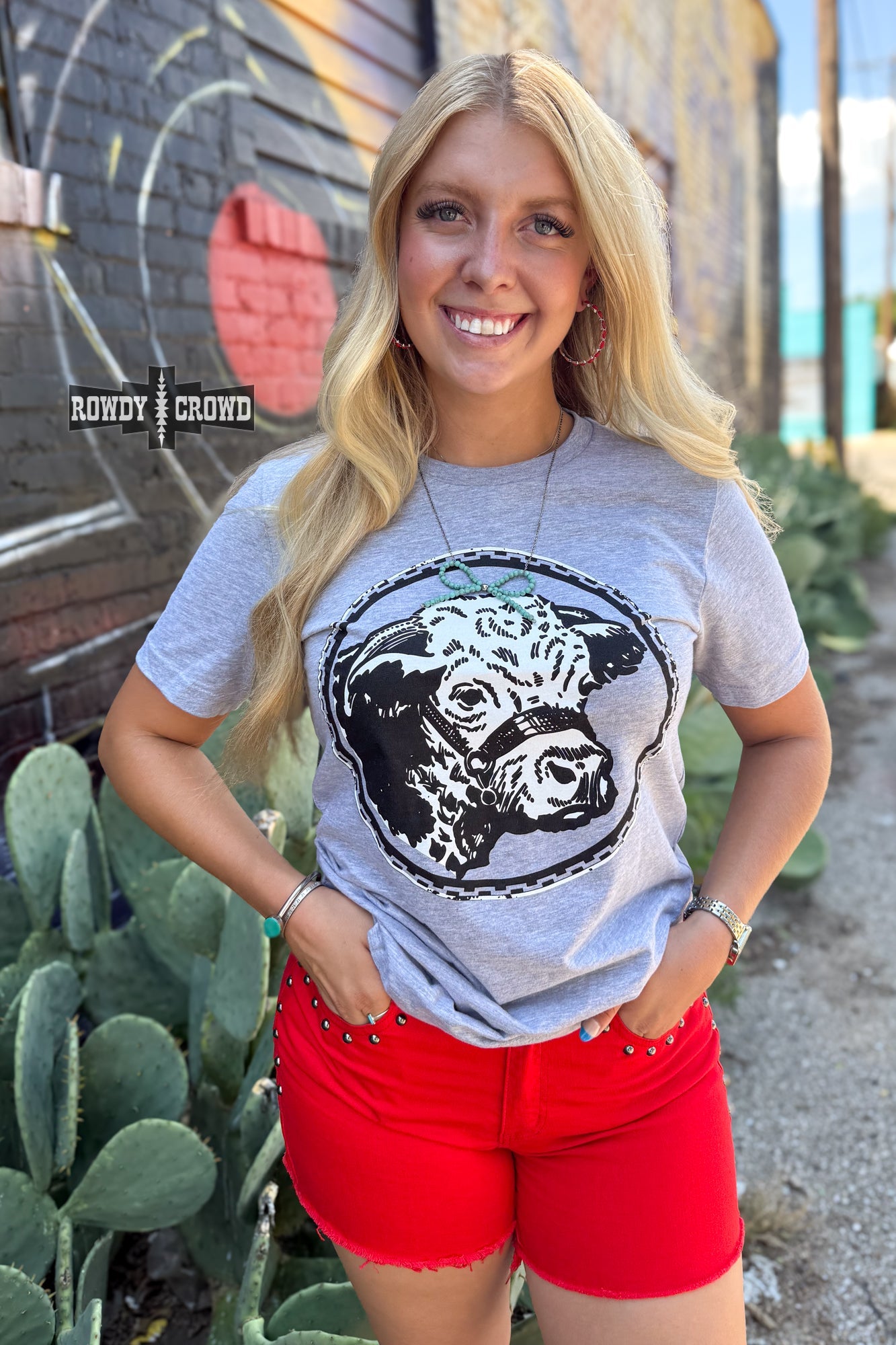Happy Hereford Tee - GREY - The Caffeine Cowboy