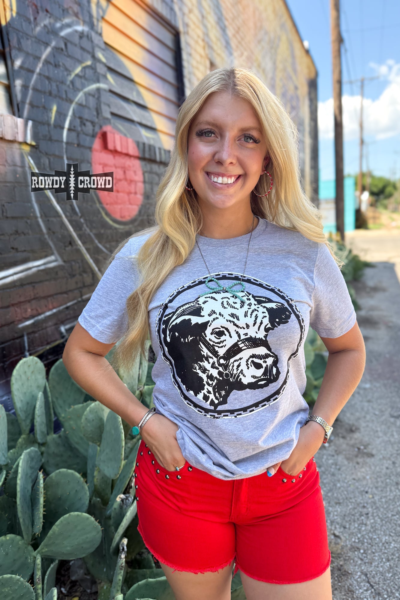 Happy Hereford Tee - GREY - The Caffeine Cowboy