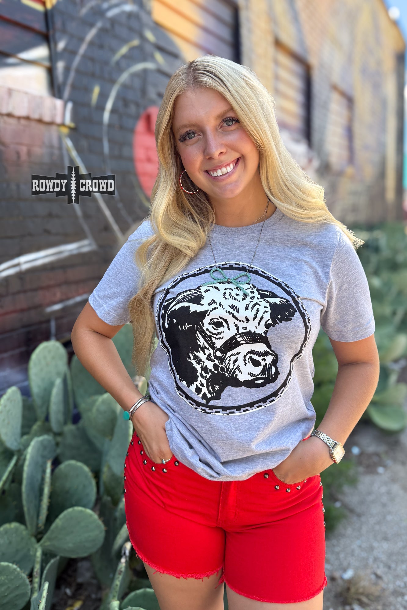 Happy Hereford Tee - GREY - The Caffeine Cowboy