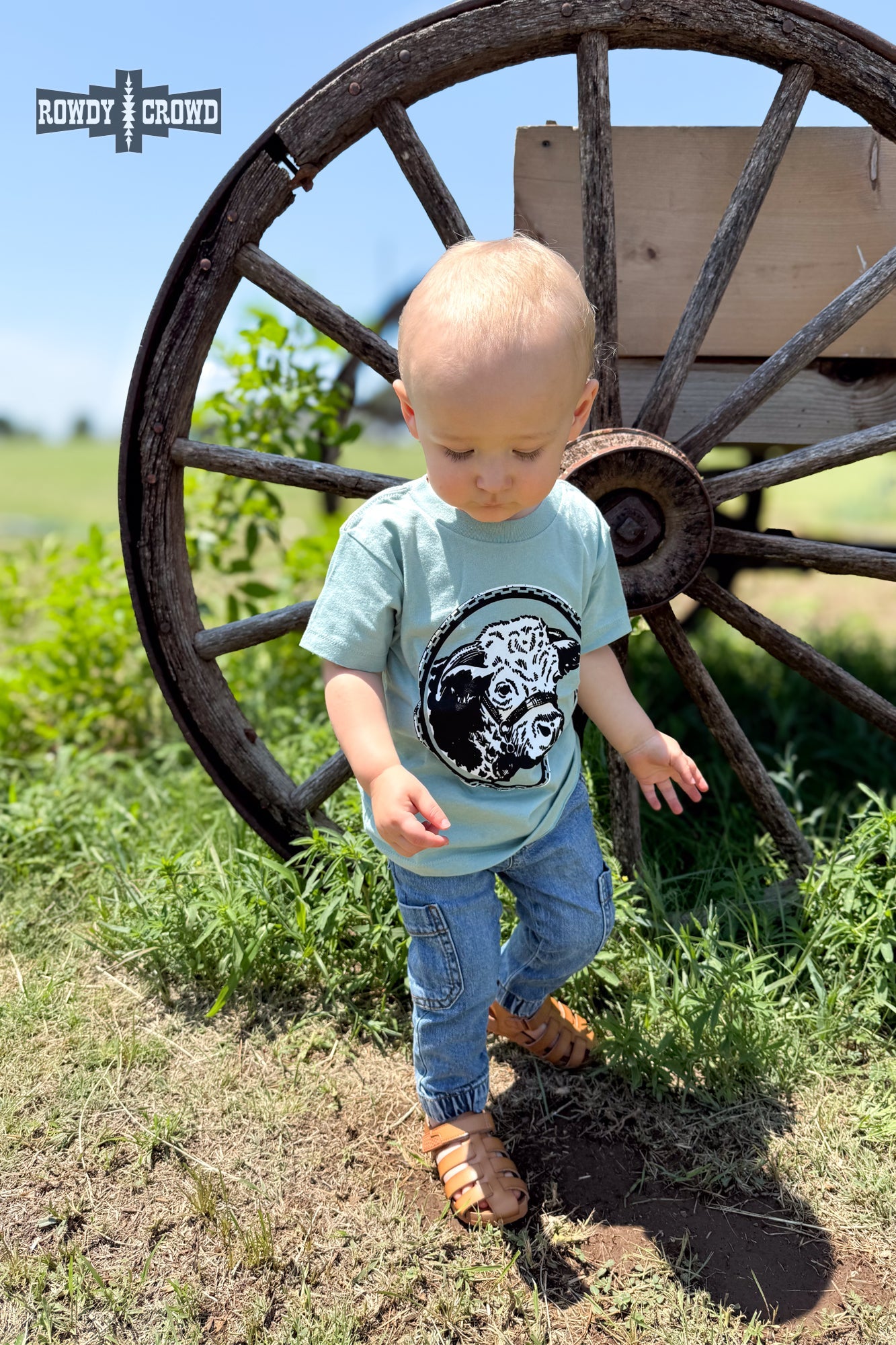 KIDS Happy Hereford Tee - BLUE - The Caffeine Cowboy