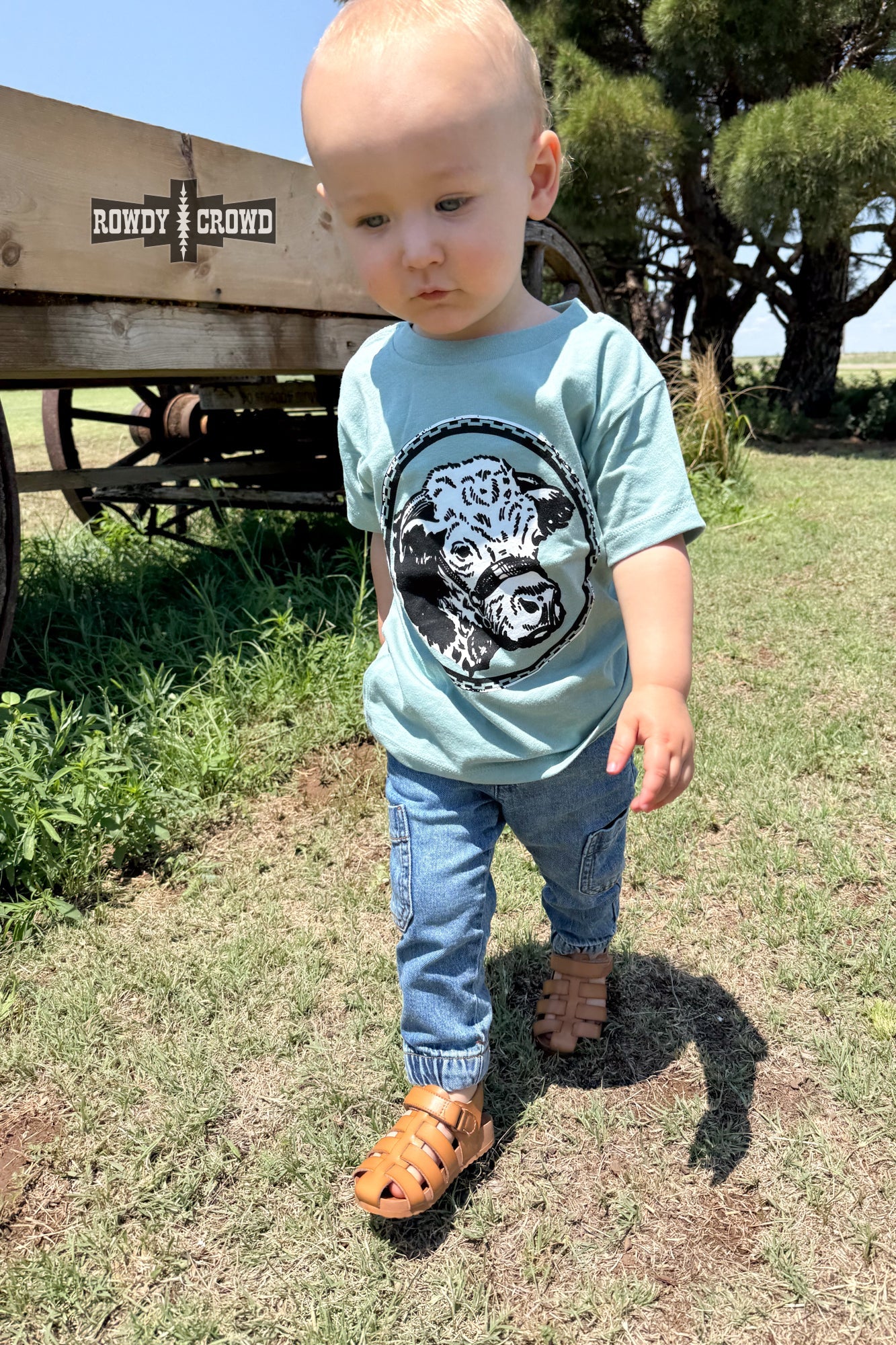 KIDS Happy Hereford Tee - BLUE - The Caffeine Cowboy