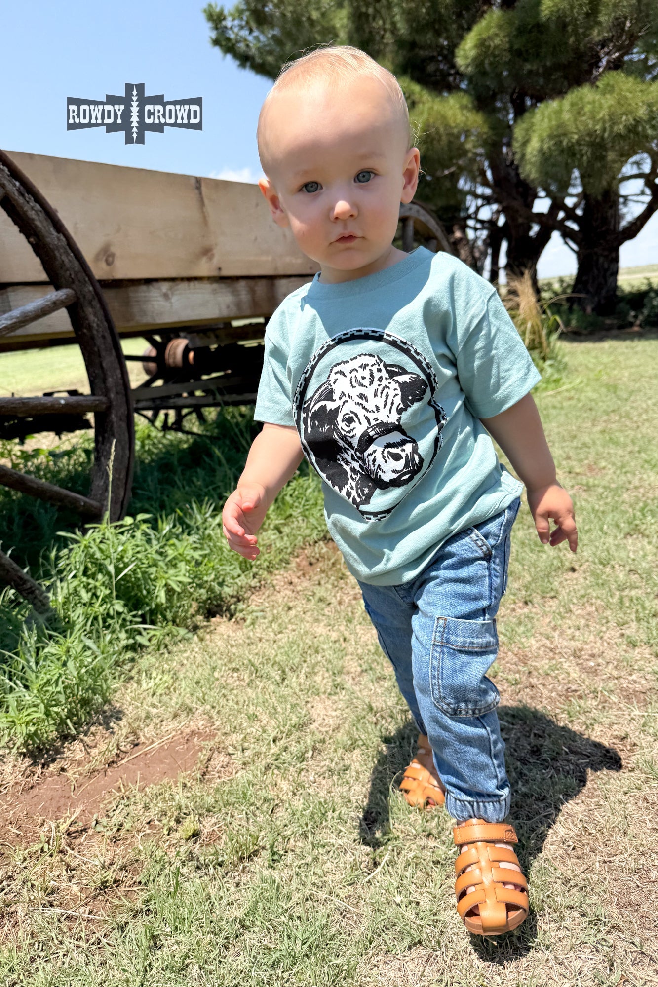 KIDS Happy Hereford Tee - BLUE - The Caffeine Cowboy