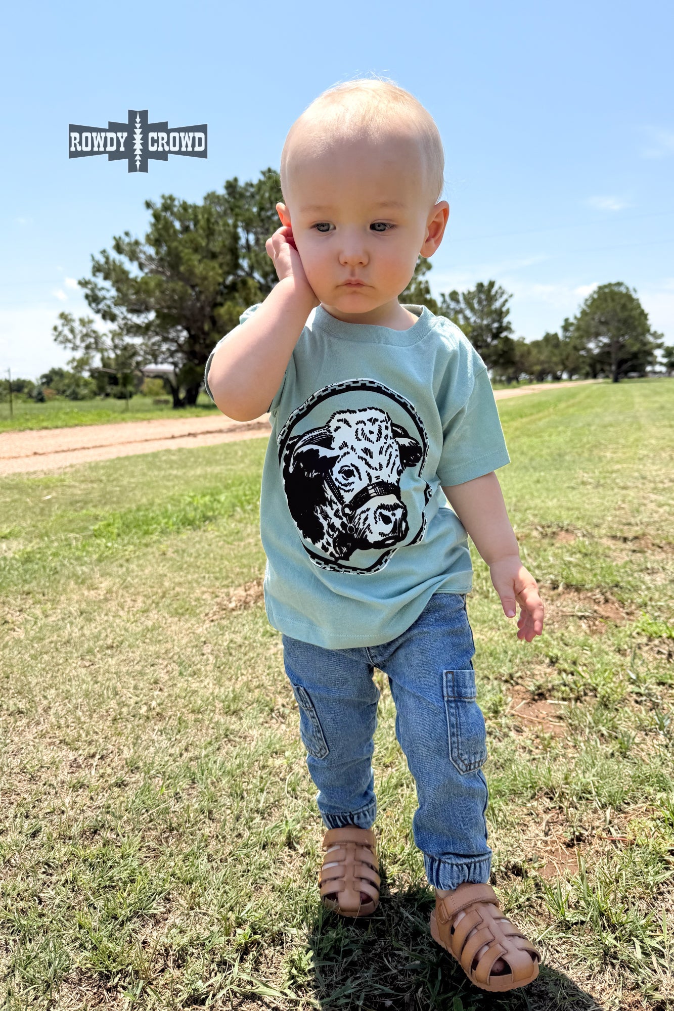 KIDS Happy Hereford Tee - BLUE - The Caffeine Cowboy