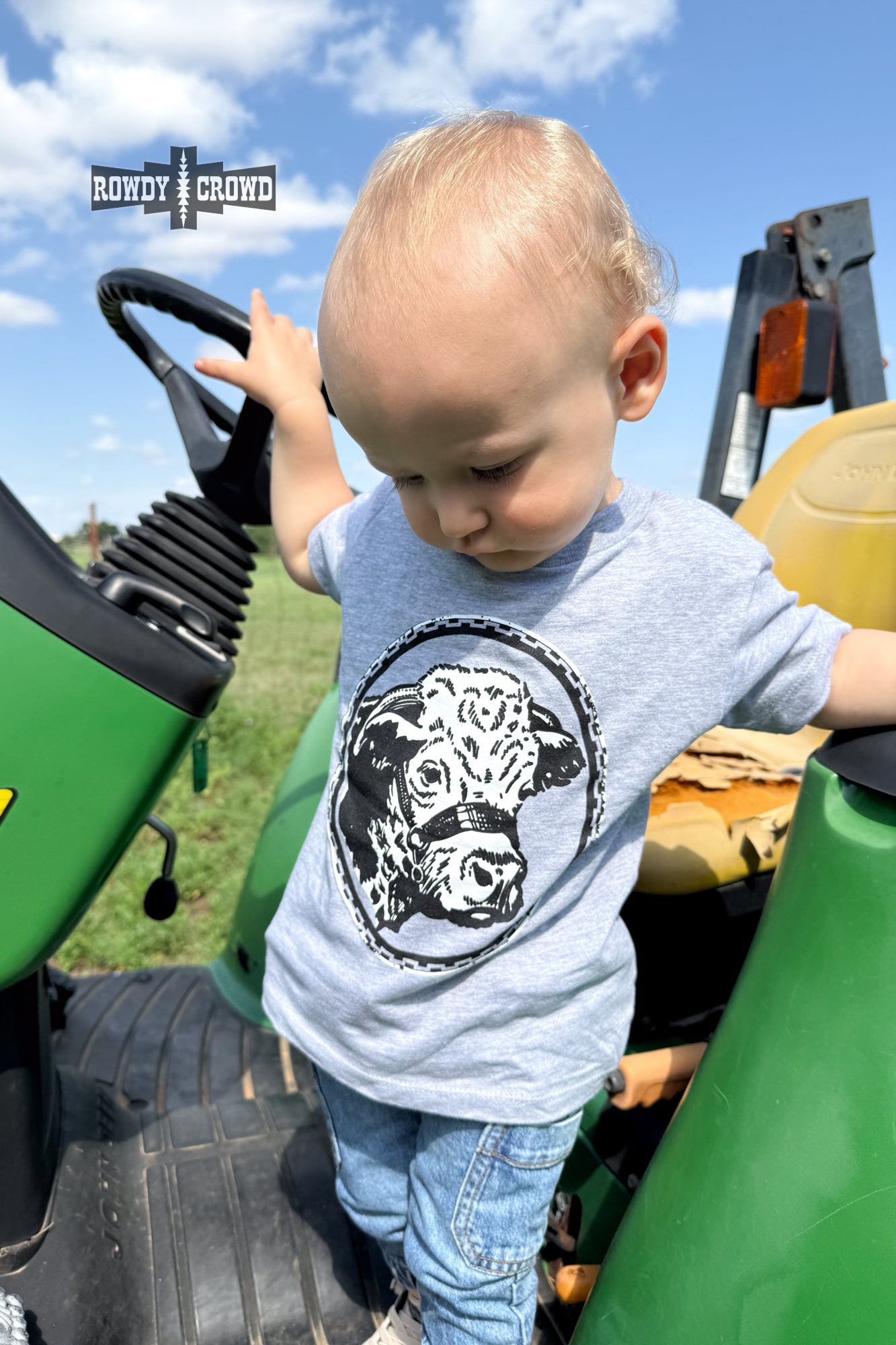 KIDS Happy Hereford Tee - GREY - The Caffeine Cowboy