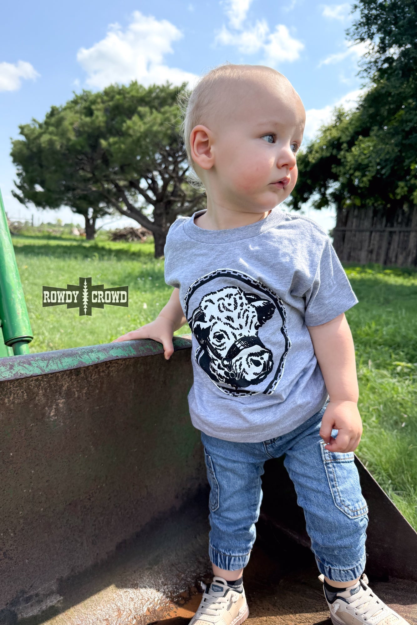 KIDS Happy Hereford Tee - GREY - The Caffeine Cowboy