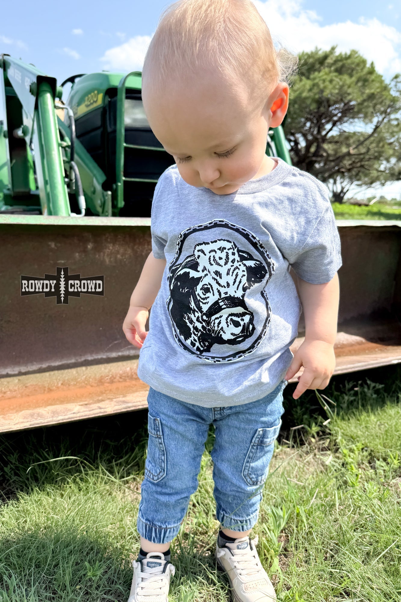 KIDS Happy Hereford Tee - GREY - The Caffeine Cowboy