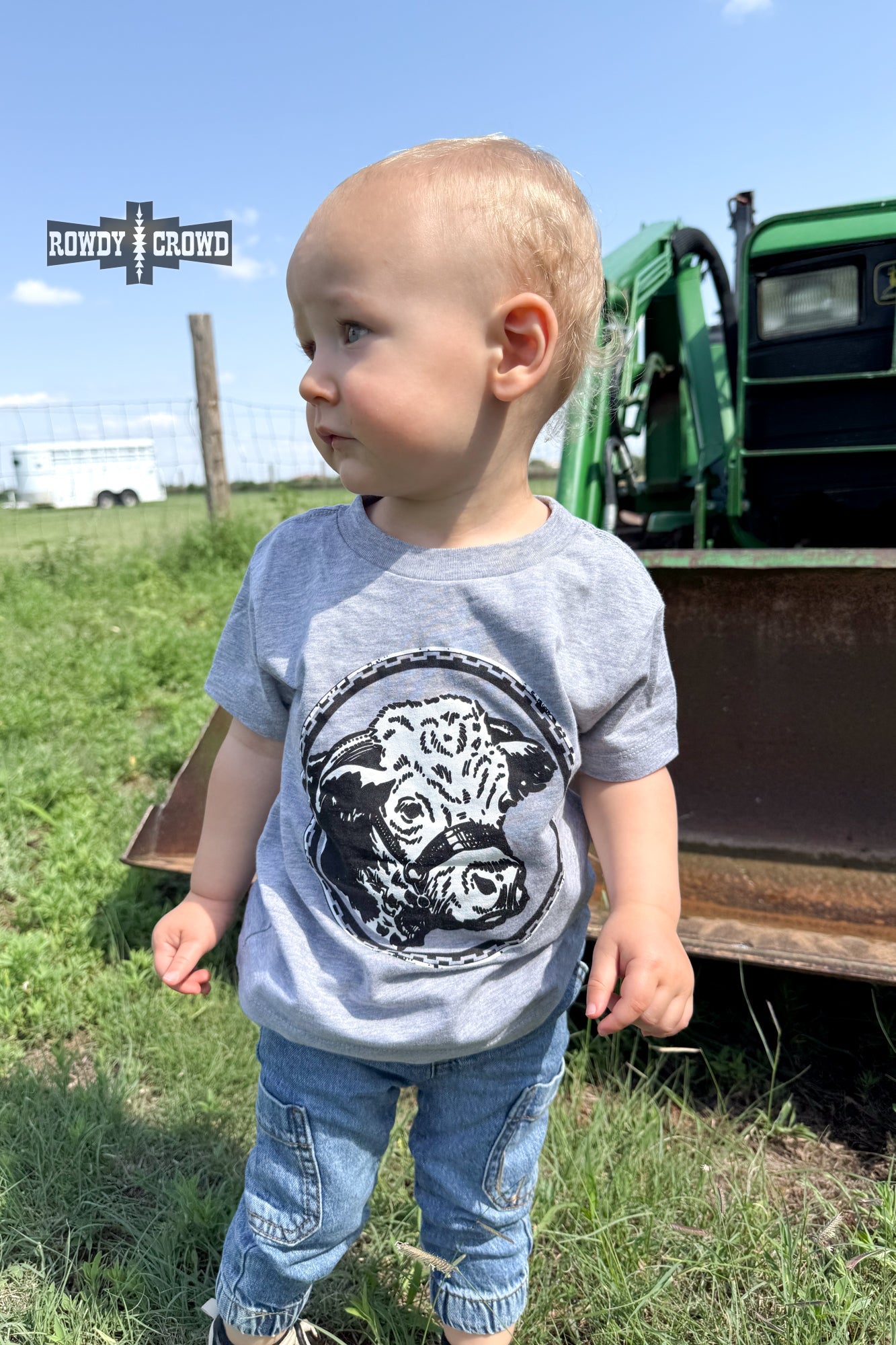 KIDS Happy Hereford Tee - GREY - The Caffeine Cowboy