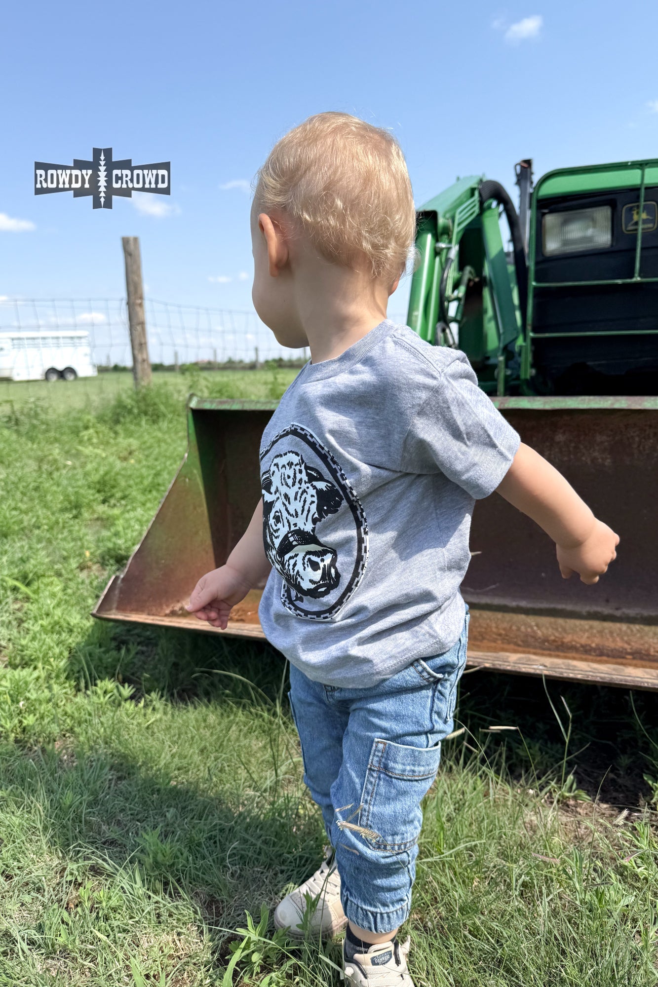 KIDS Happy Hereford Tee - GREY - The Caffeine Cowboy