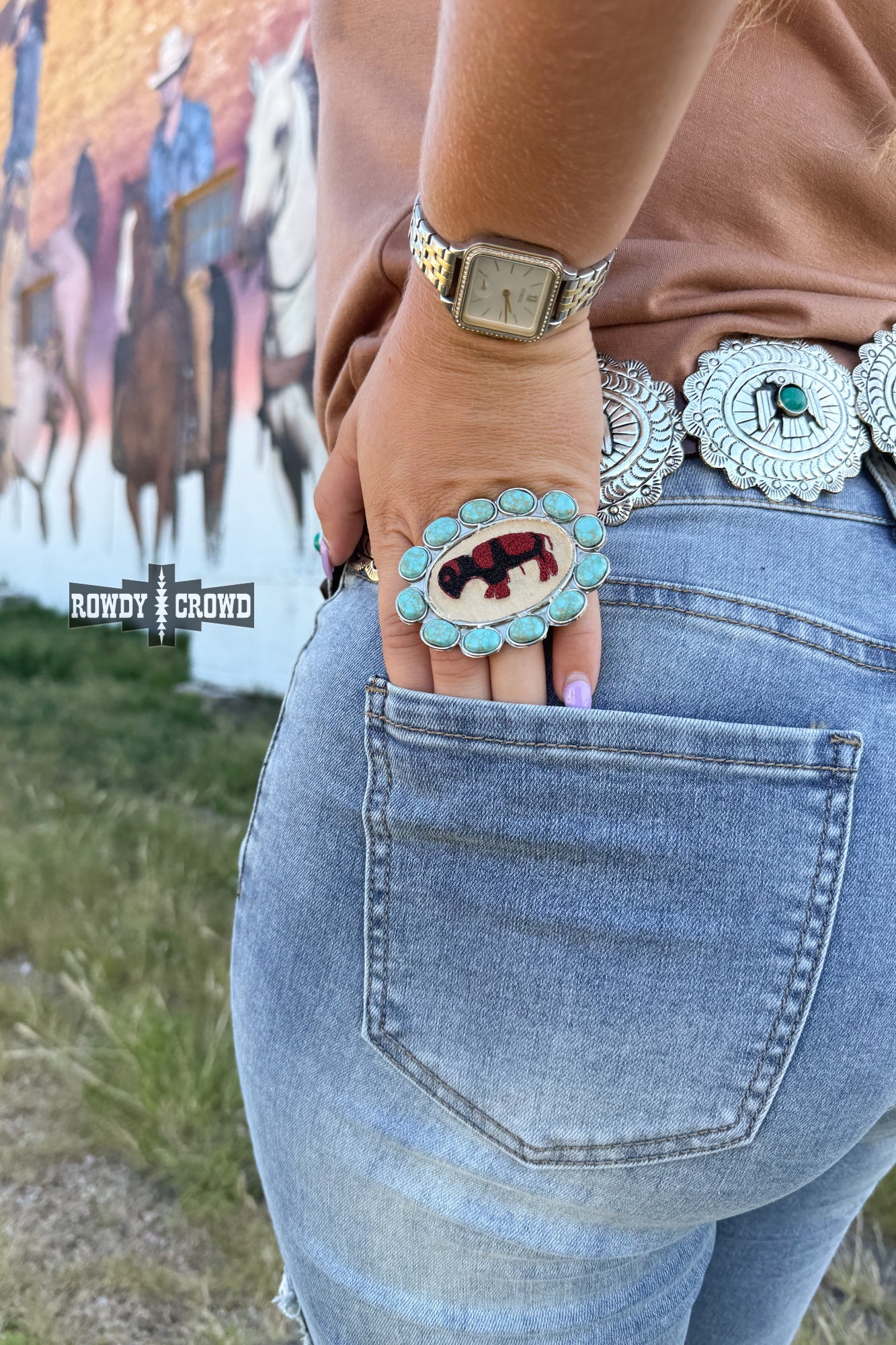 Blazing Buffalo Scarf Slide - The Caffeine Cowboy