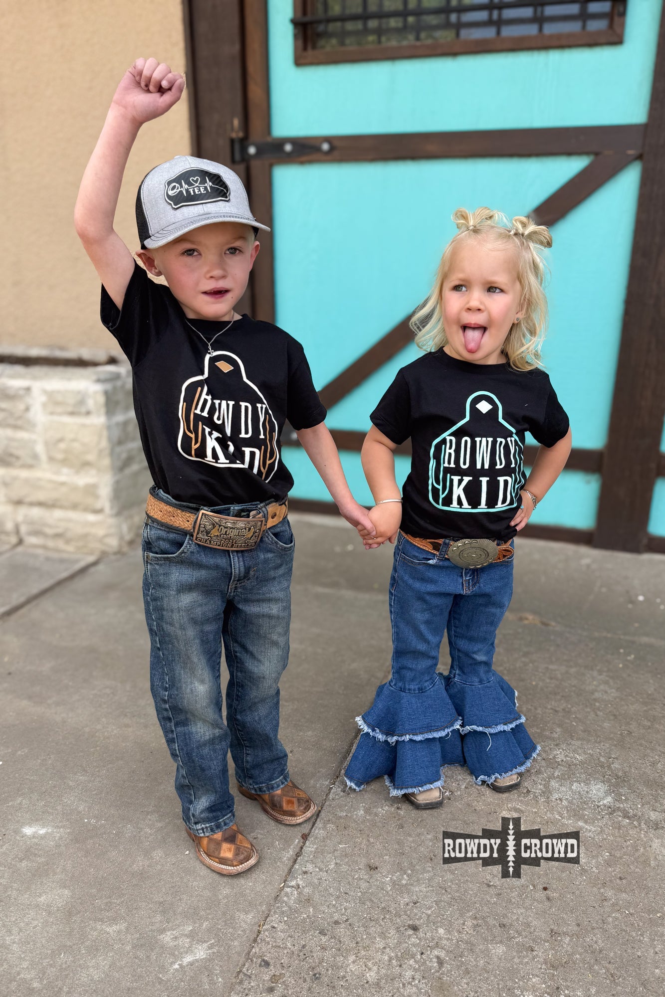 TURQUOISE - Rowdy Kid Tee - The Caffeine Cowboy
