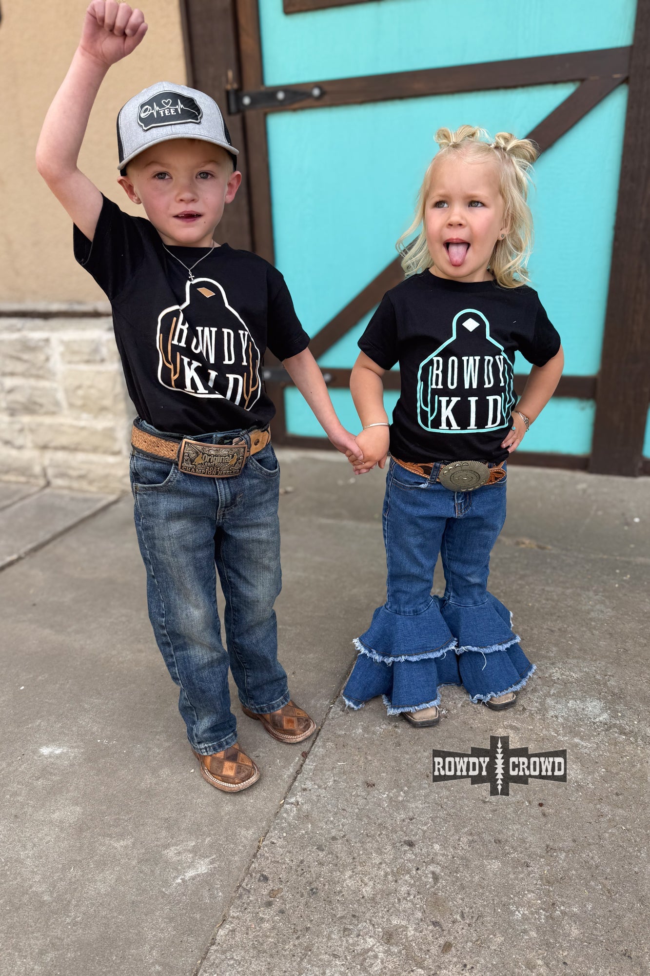 TURQUOISE - Rowdy Kid Tee - The Caffeine Cowboy