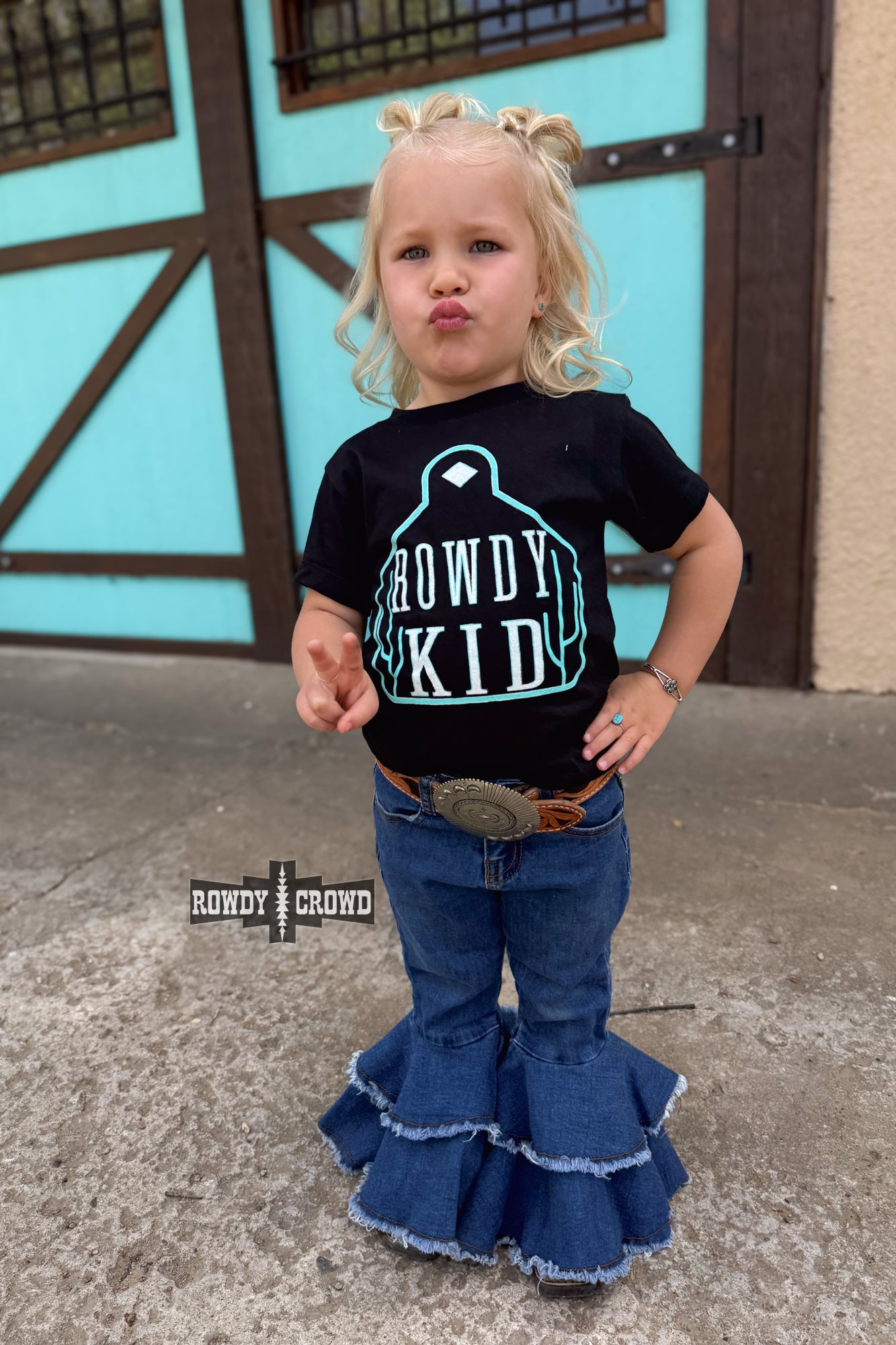 TURQUOISE - Rowdy Kid Tee - The Caffeine Cowboy