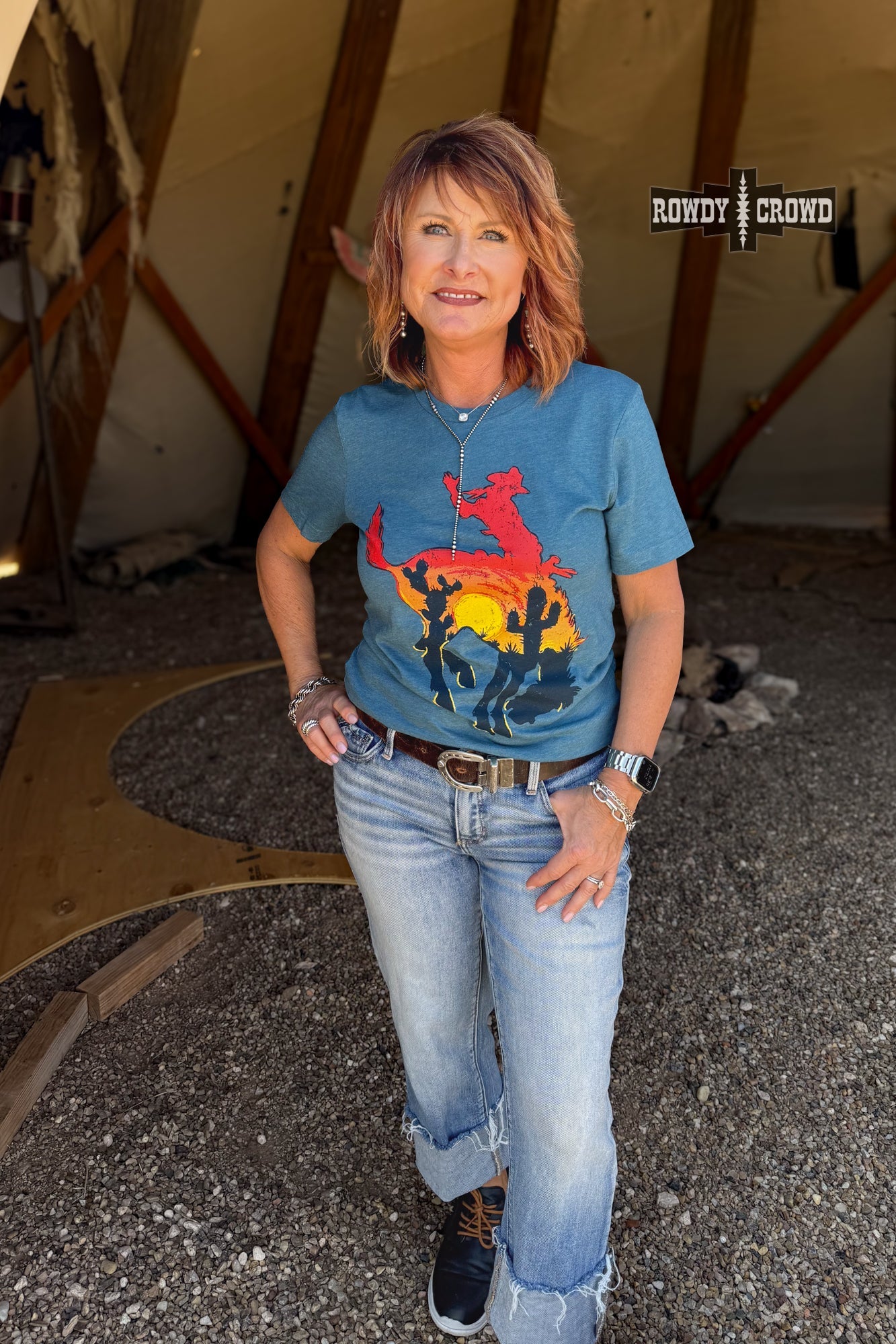 Bowie Bronc Tee - The Caffeine Cowboy