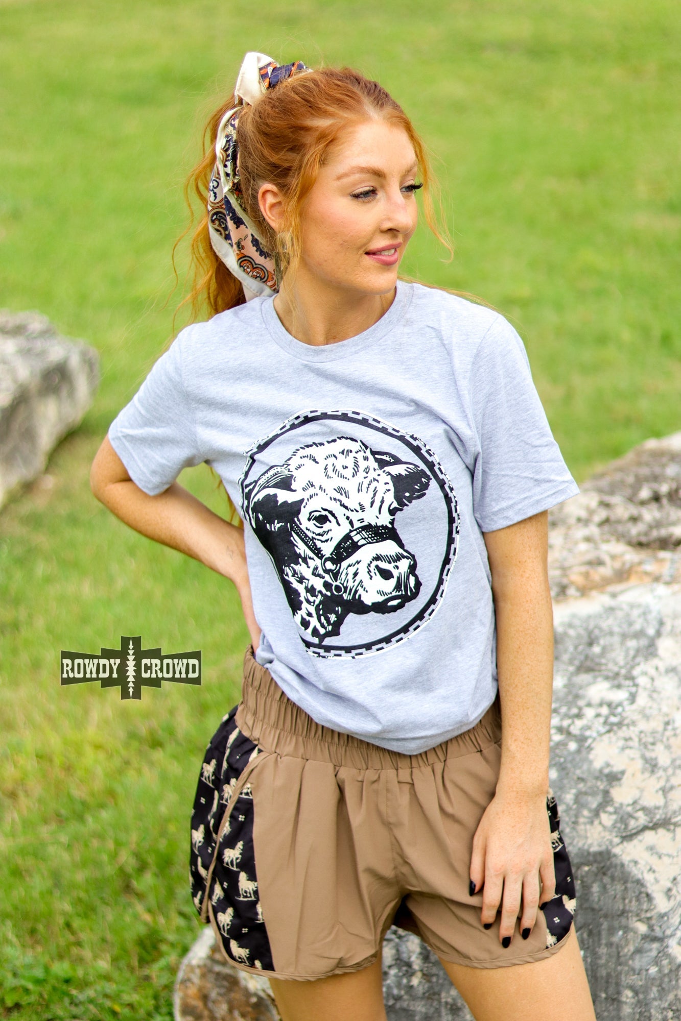 Happy Hereford Tee - GREY - The Caffeine Cowboy