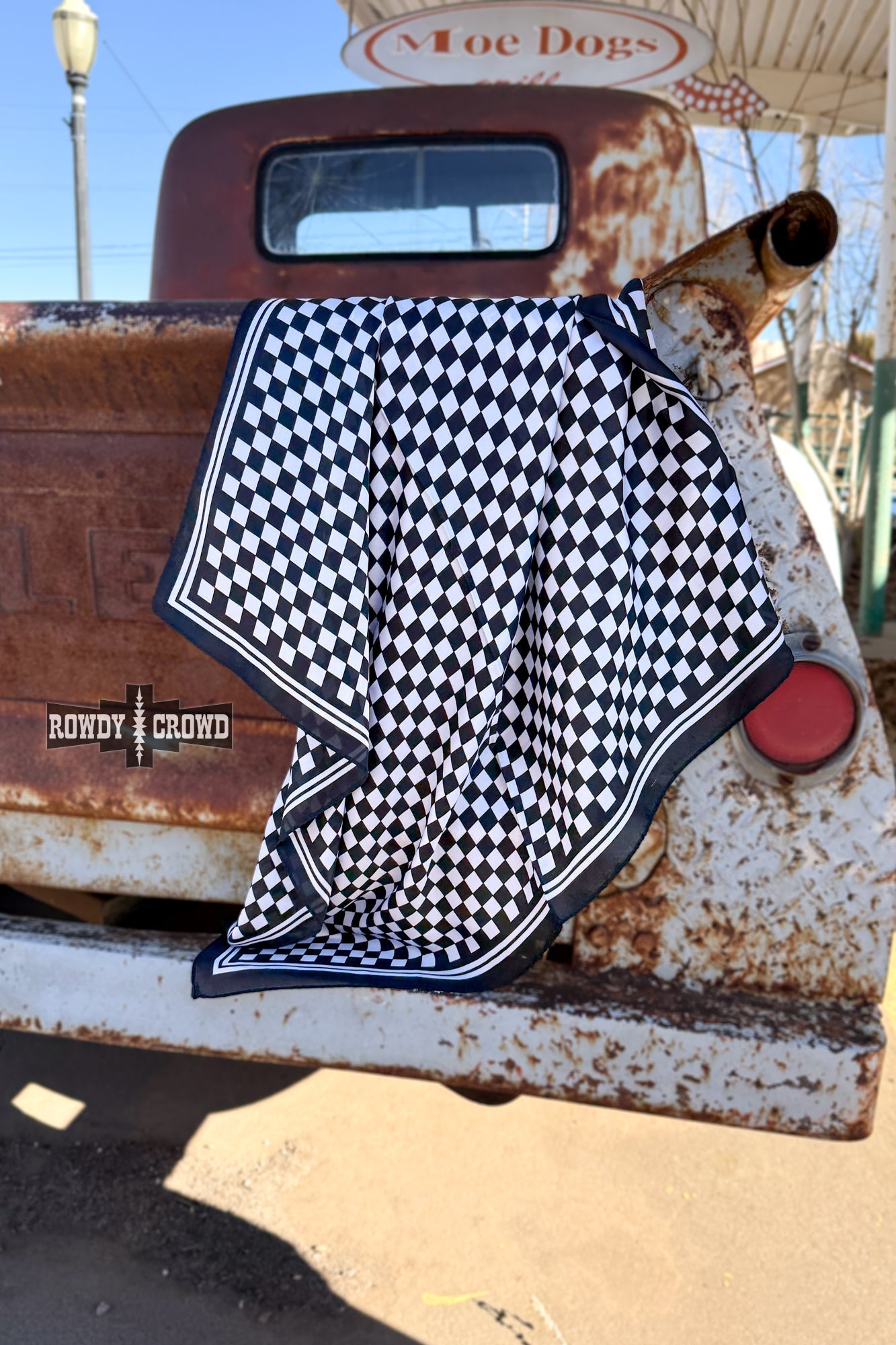 SMALL Black Checkered Out Wild Rag/ Scarf - The Caffeine Cowboy
