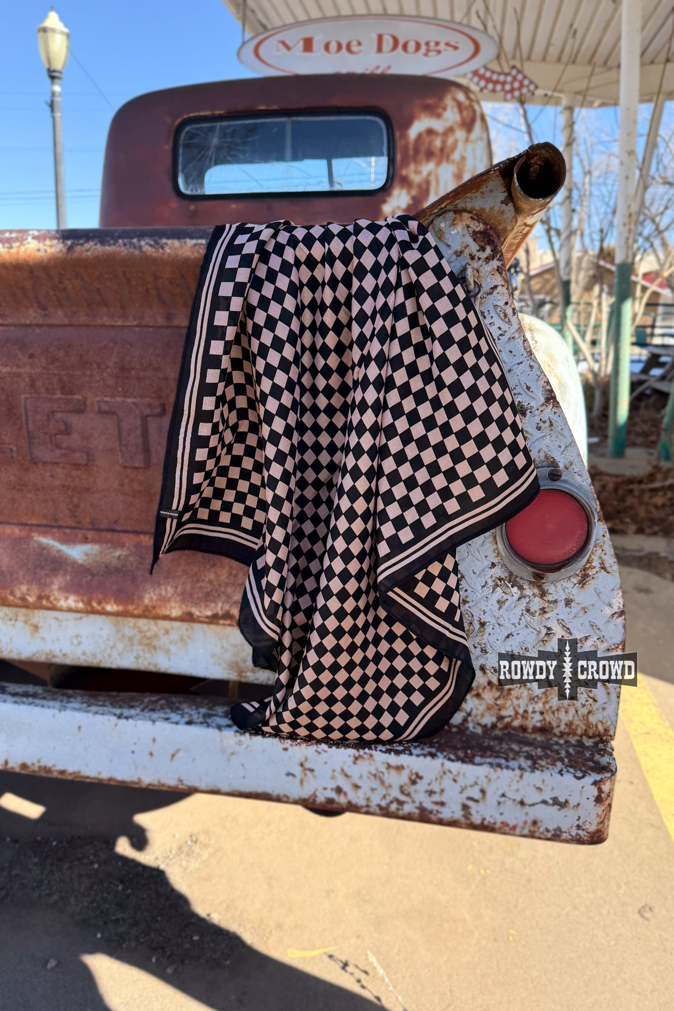 SMALL Tan Checkered Out Wild Rag/ Scarf - The Caffeine Cowboy