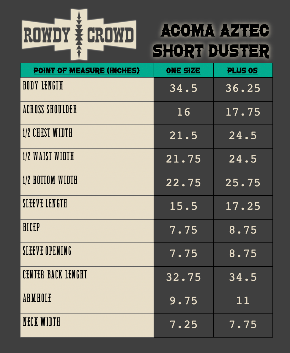 Acoma Aztec Short Duster - The Caffeine Cowboy