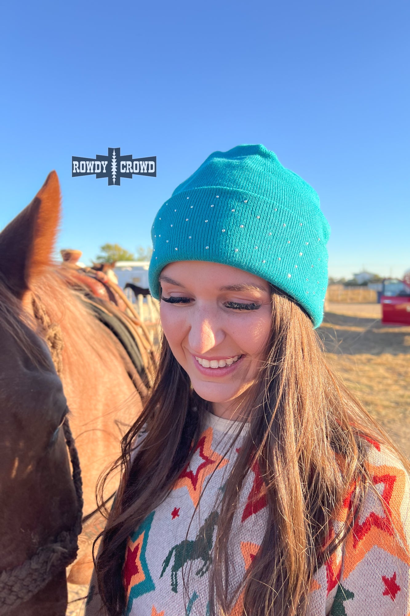 TURQUOISE - Shine Bright Beanie - The Caffeine Cowboy