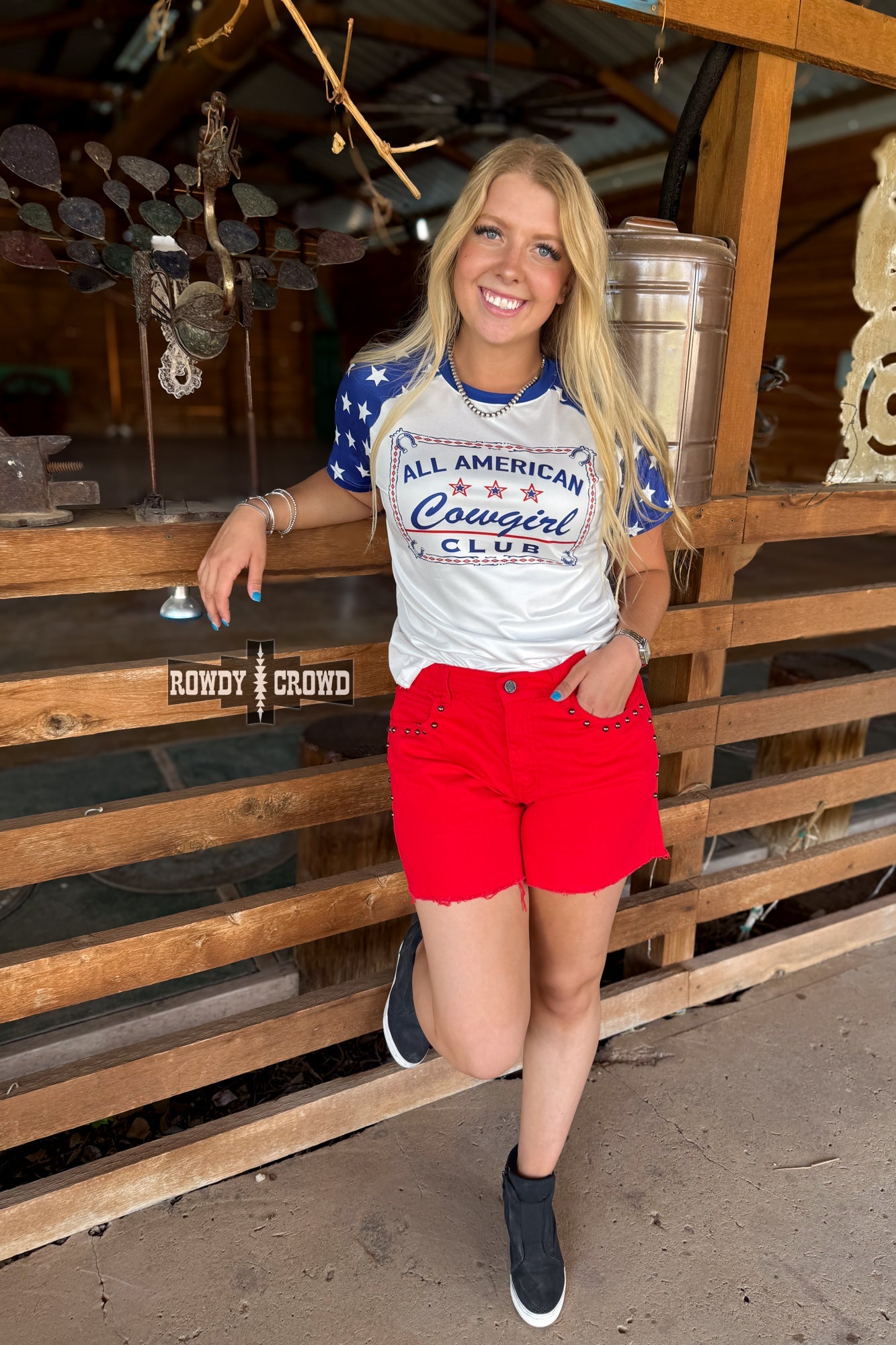 RED - Shenandoah Stud Shorts - The Caffeine Cowboy