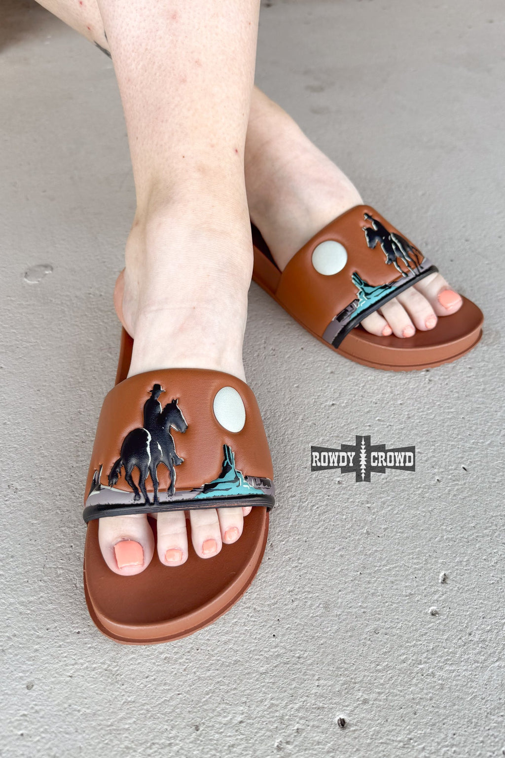 BROWN Saddle Bum Slides - The Caffeine Cowboy