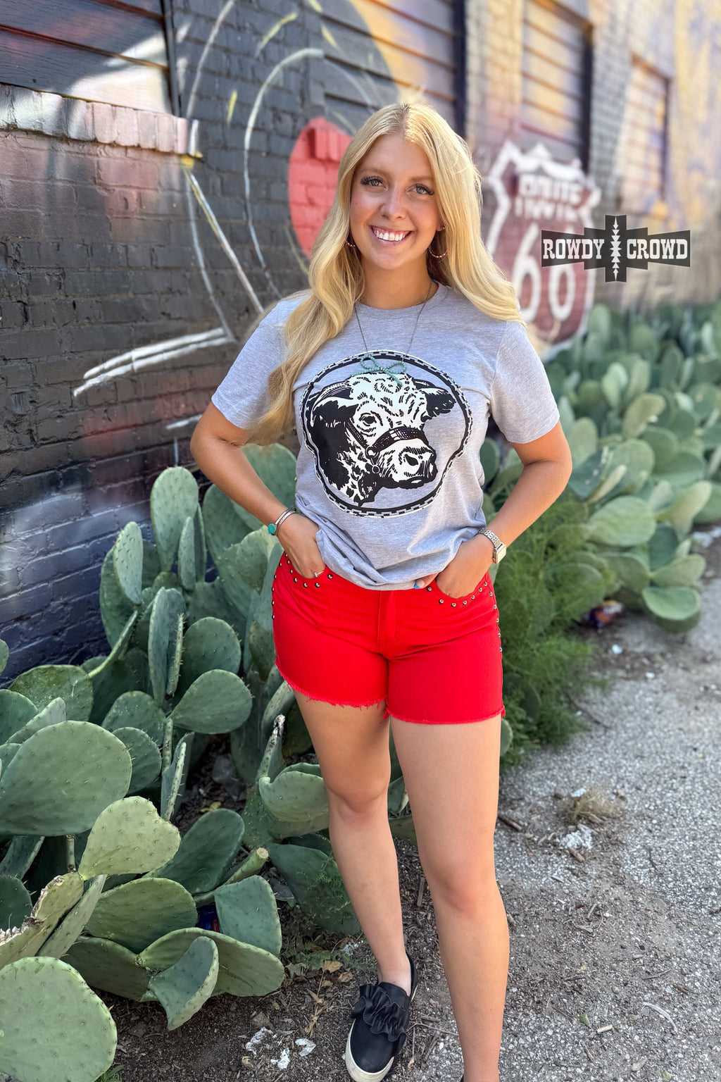 Happy Hereford Tee - GREY - The Caffeine Cowboy