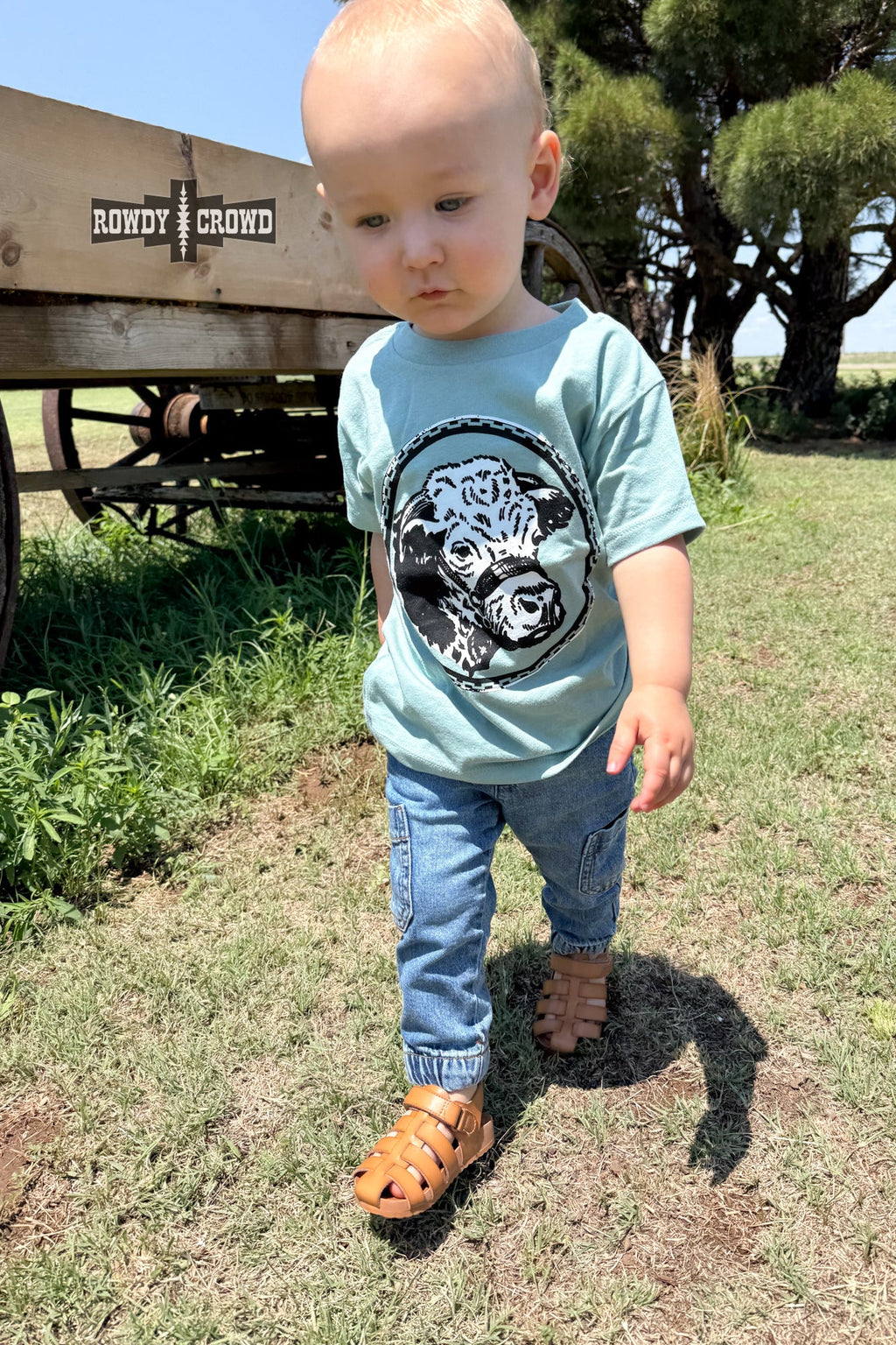 KIDS Happy Hereford Tee - BLUE - The Caffeine Cowboy