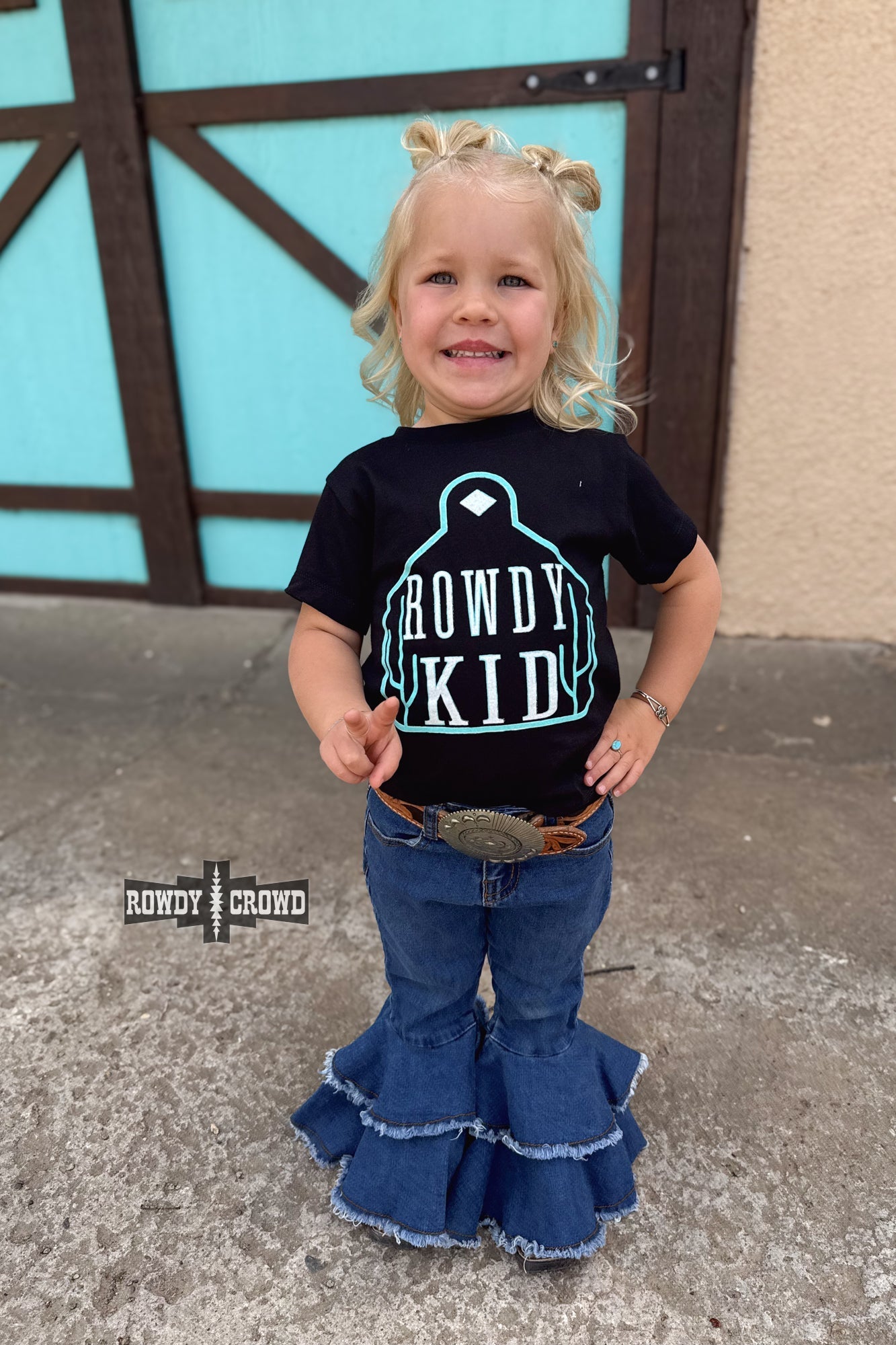 TURQUOISE - Rowdy Kid Tee - The Caffeine Cowboy