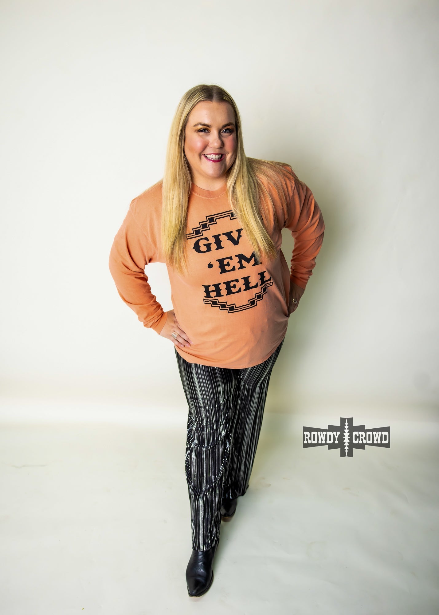 Give 'Em Hell Long Sleeve Tee - The Caffeine Cowboy
